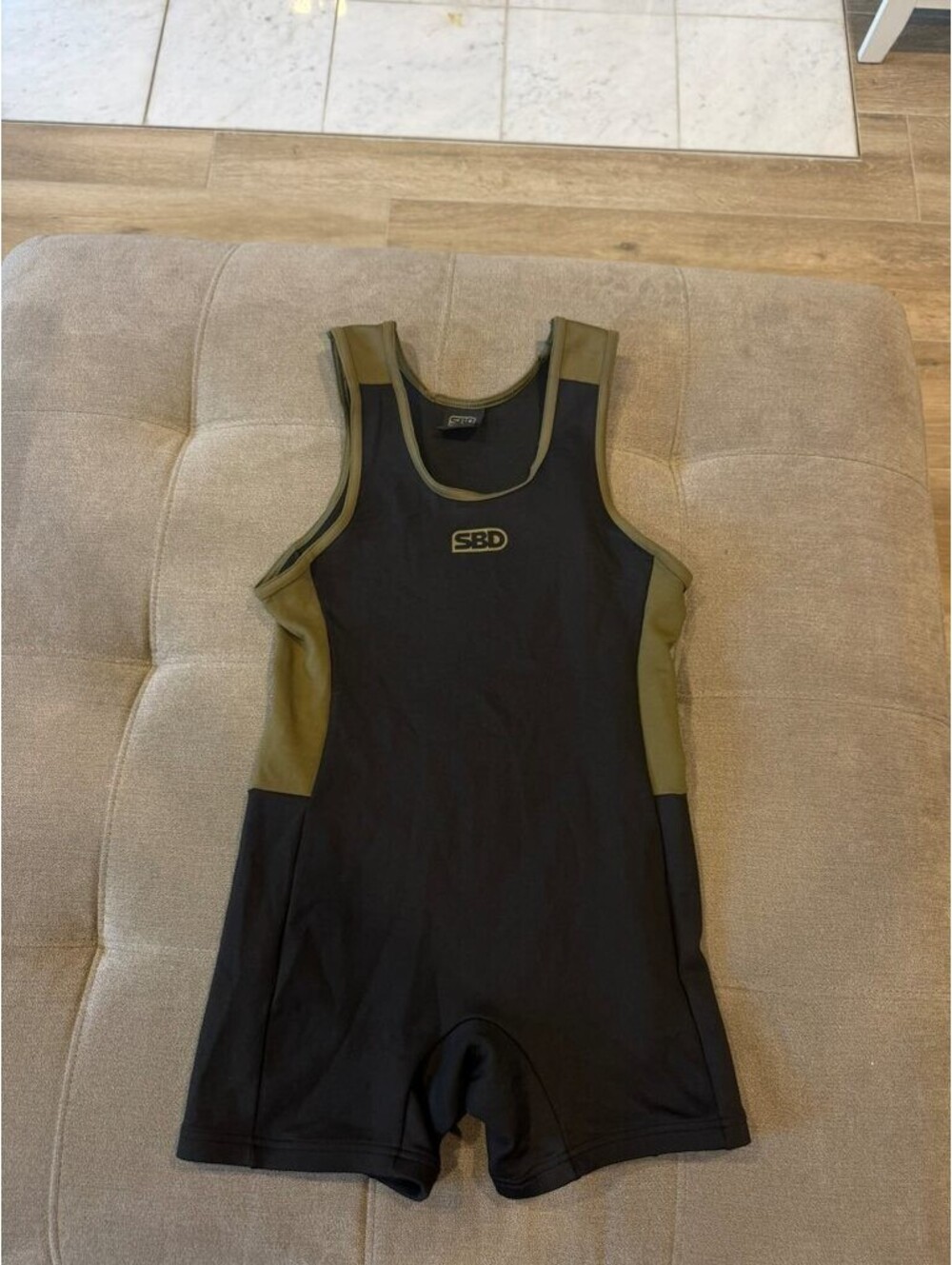 SBD Powerlifting Singlet Men's M Black Green Wrestling Suit